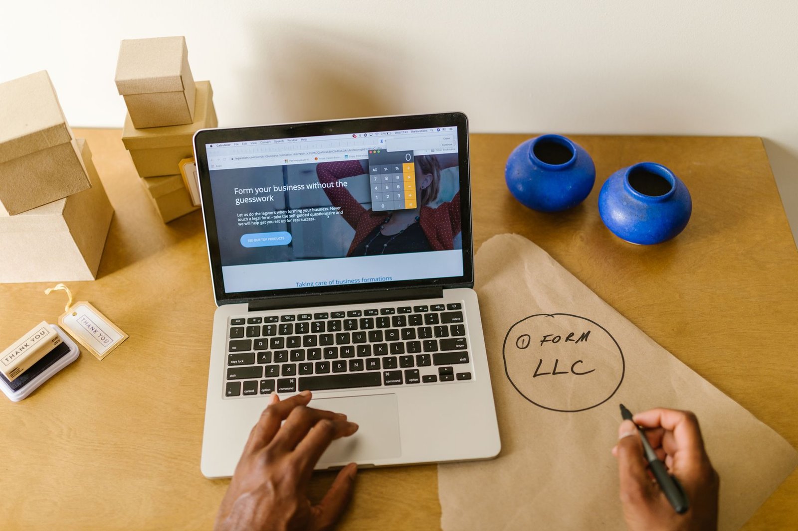 small business owner planning website