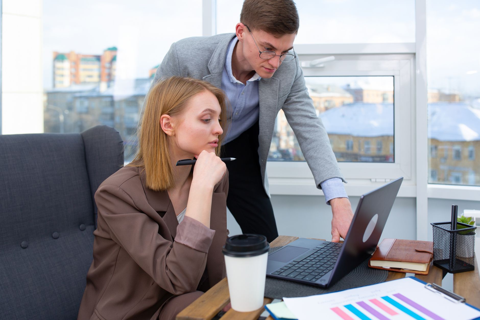 Professional web designer working on small business website