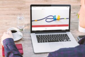 Professional small business homepage design displayed on laptop screen
