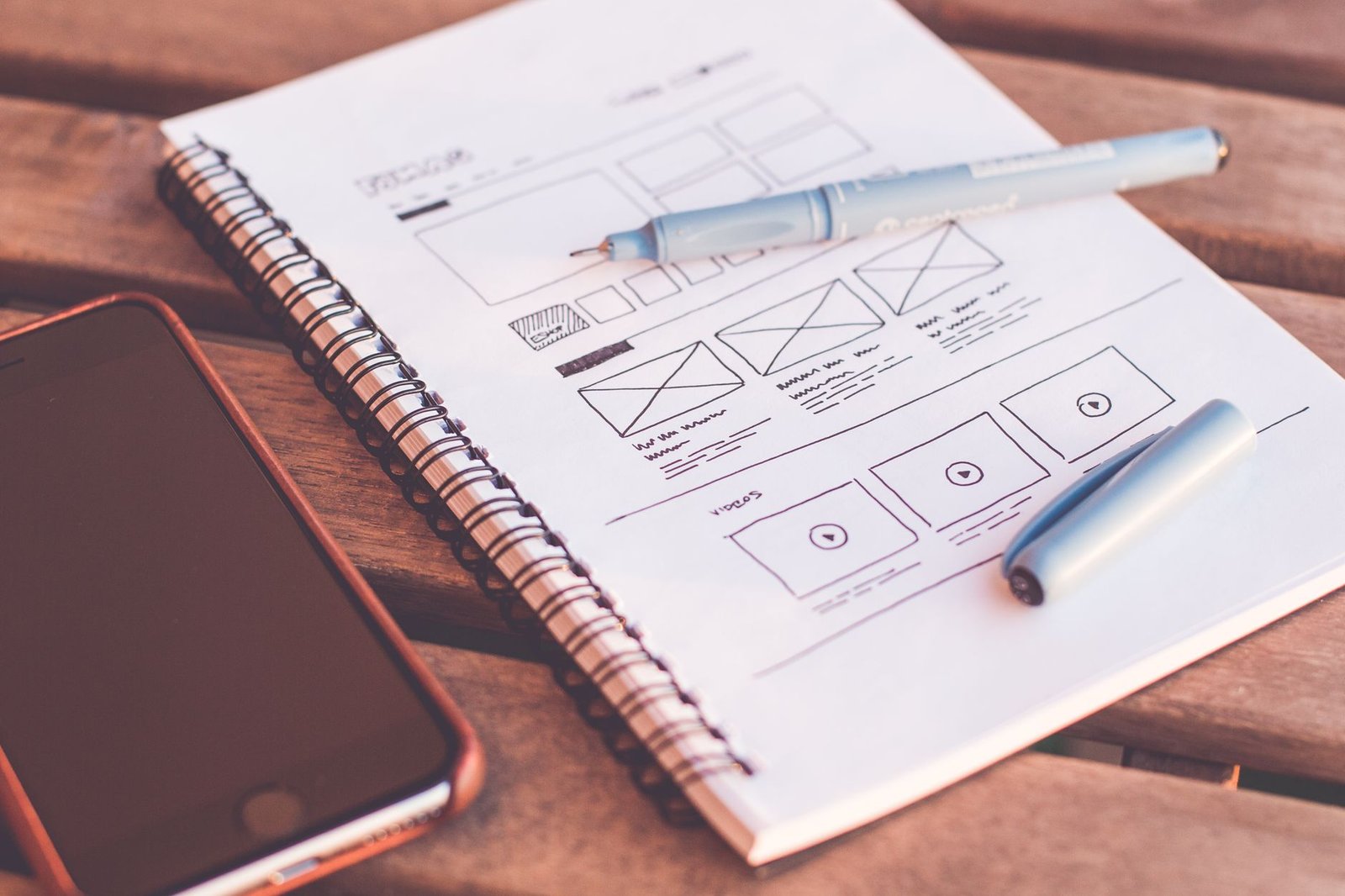 Website redesign process showing wireframing and strategy planning