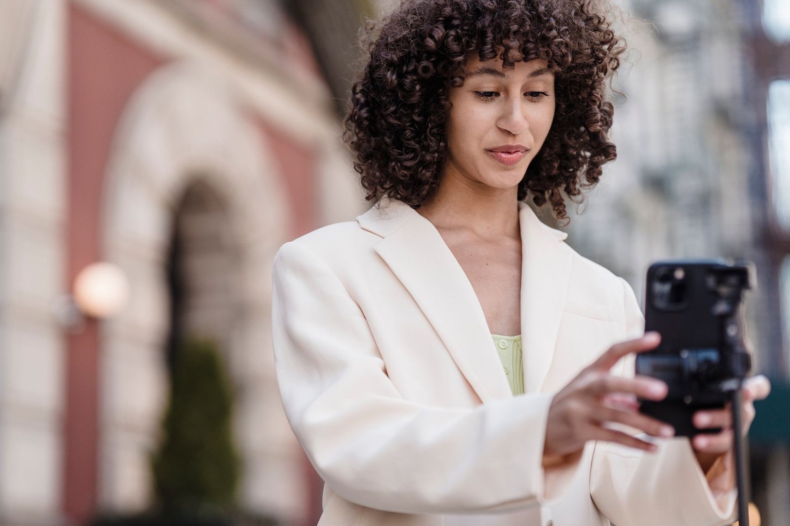Business owner creating video content for social media marketing